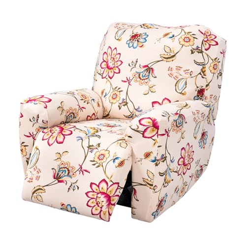 FUANGUI Recliner Chair Cover 4-Pieces Lazyboy Cover for Recliner Chair with Storage Pockets Furniture Protector for Living Room, Jacquard Sofa Slipcover for Kids, Pets, Dog and Cat, 13 - Image 1
