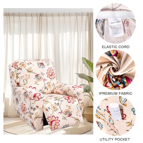 FUANGUI Recliner Chair Cover 4-Pieces Lazyboy Cover for Recliner Chair with Storage Pockets Furniture Protector for Living Room, Jacquard Sofa Slipcover for Kids, Pets, Dog and Cat, 13 - Image 3
