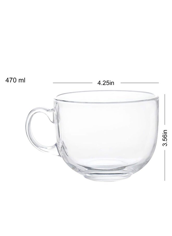 Blinkmax - Set of 3 Glass Jumbo Mugs With Handle For Coffee Tea Soup Drinking Cup Clear - Image 1