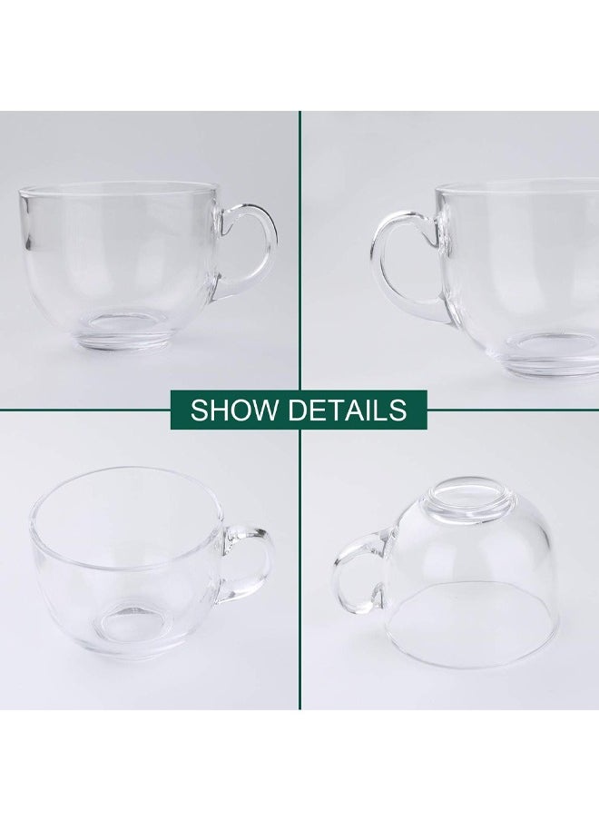 Blinkmax - Set of 3 Glass Jumbo Mugs With Handle For Coffee Tea Soup Drinking Cup Clear - Image 1