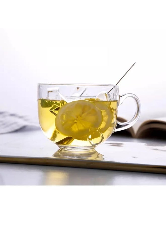 Blinkmax - Set of 3 Glass Jumbo Mugs With Handle For Coffee Tea Soup Drinking Cup Clear - Image 1