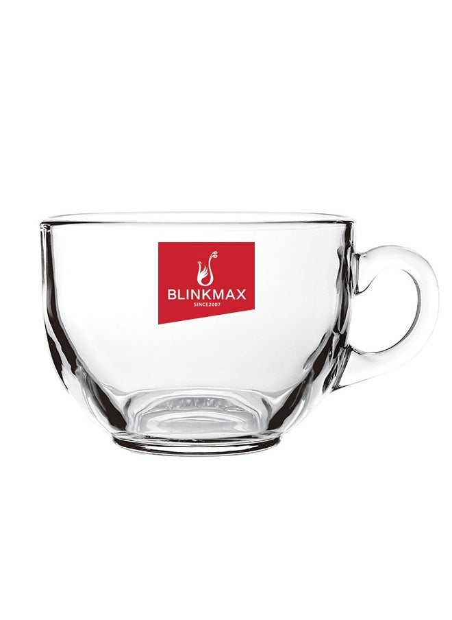 Blinkmax - Set of 3 Glass Jumbo Mugs With Handle For Coffee Tea Soup Drinking Cup Clear - Image 1