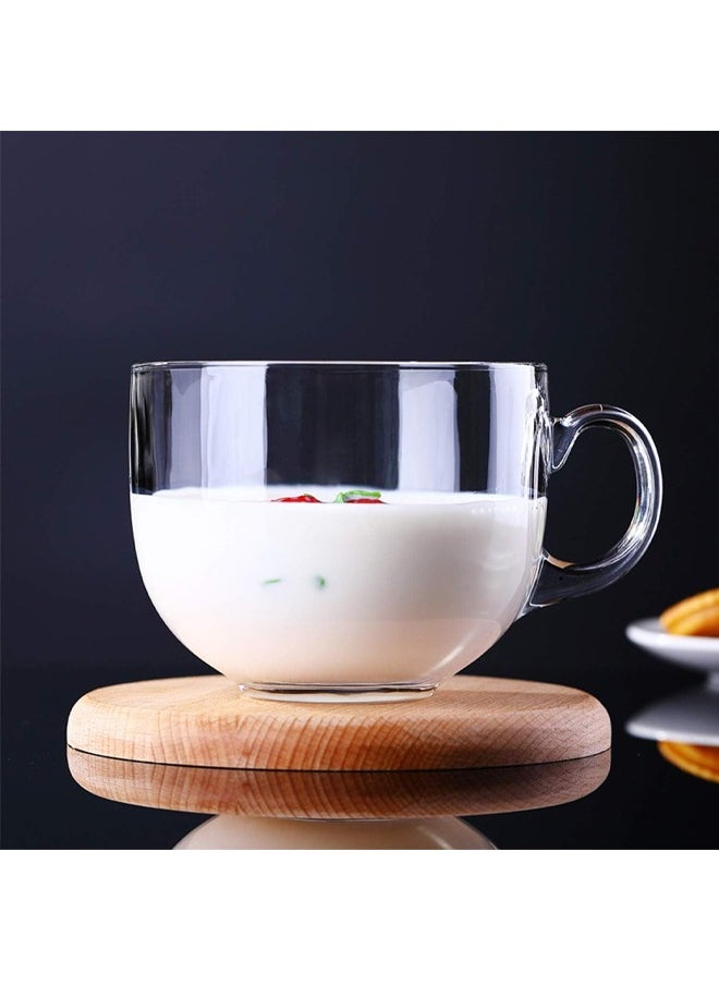 Blinkmax - Set of 3 Glass Jumbo Mugs With Handle For Coffee Tea Soup Drinking Cup Clear - Image 1