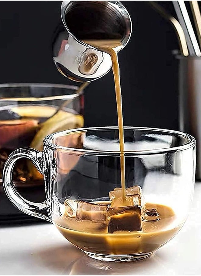 Blinkmax - Set of 3 Glass Jumbo Mugs With Handle For Coffee Tea Soup Drinking Cup Clear - Image 1