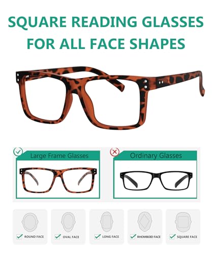 Eyekepper 5-pack Oversized Reading Glasses Square Large Frame Readers for Men and Women +2.00 - Image 4