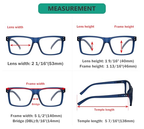 Eyekepper 5-pack Oversized Reading Glasses Square Large Frame Readers for Men and Women +2.00 - Image 3