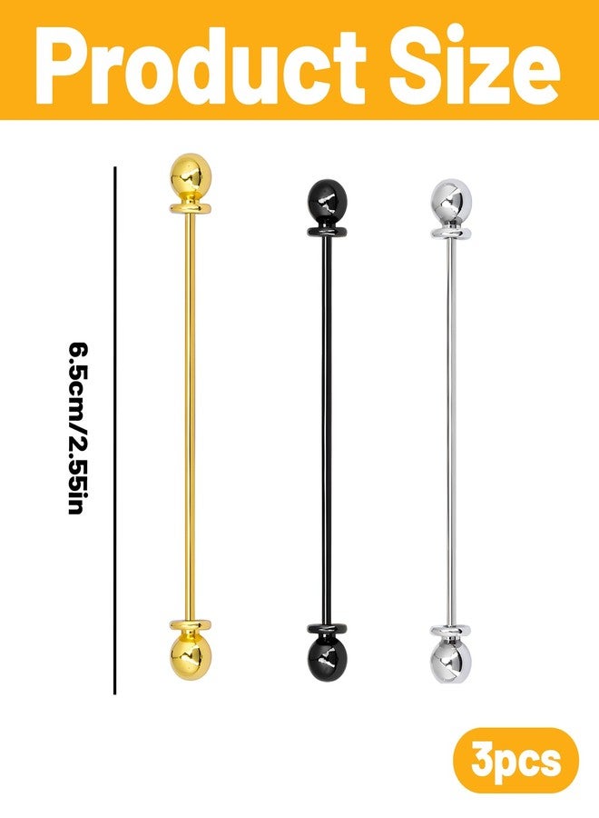 طقم دبابيس ربطة عنق مكون من 3 قطع، دبابيس تثبيت الياقة للقمصان الرجالية، دبابيس ياقة للقمصان، دبابيس طية صدر السترة للبدلات الرجالية، إكسسوارات دبابيس ربطة العنق للرجال، مناسب للمناسبات الرسمية أو التجمعات غير الرسمية، طول 6.5 سم - Image 2