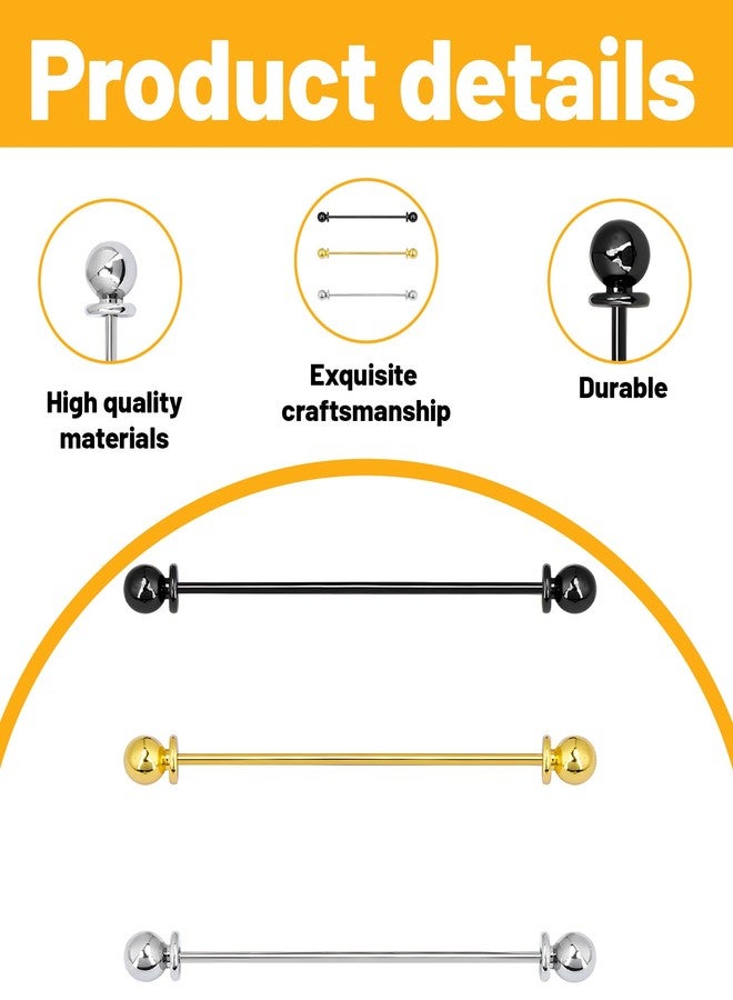 طقم دبابيس ربطة عنق مكون من 3 قطع، دبابيس تثبيت الياقة للقمصان الرجالية، دبابيس ياقة للقمصان، دبابيس طية صدر السترة للبدلات الرجالية، إكسسوارات دبابيس ربطة العنق للرجال، مناسب للمناسبات الرسمية أو التجمعات غير الرسمية، طول 6.5 سم - Image 3