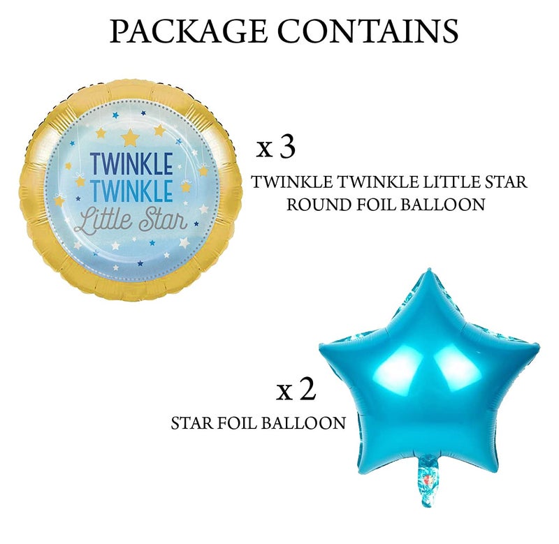 AMFIN® (Pack of 5) Twinkle Twinkle Little Star Decorations Theme Star Decoration Twinkle Twinkle Little Star Decorations Baloons Baby Shower boy Decoration Balloon Star Birthday Foil Balloon - Blue - Image 3