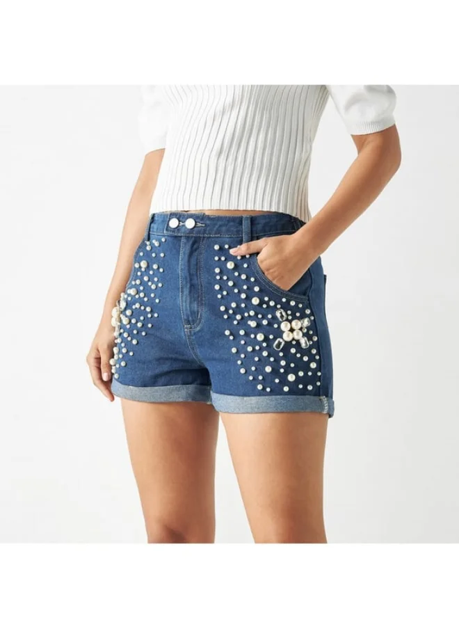 2Xtremz 2Xtremz Embellished Shorts with Pockets