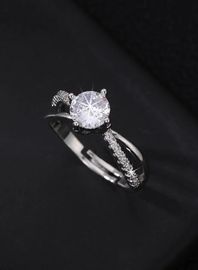 Take Two  Silver Rhinestone Embellished Ring for Women | Best Price UAE