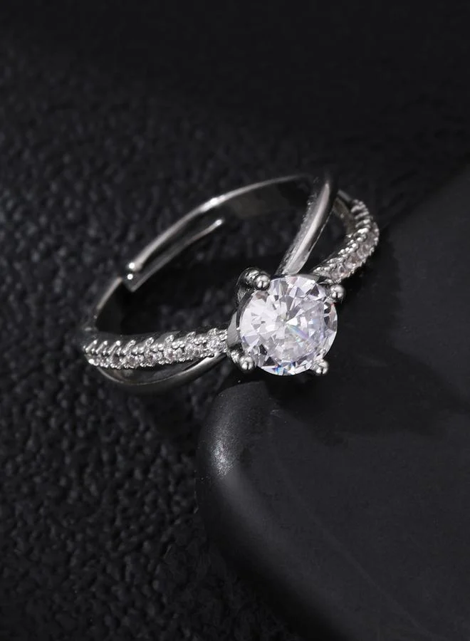 Take Two  Silver Rhinestone Embellished Ring for Women | Best Price UAE