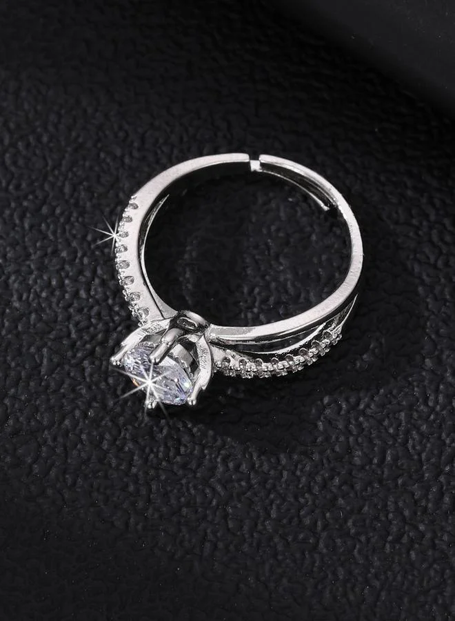 Take Two  Silver Rhinestone Embellished Ring for Women | Best Price UAE