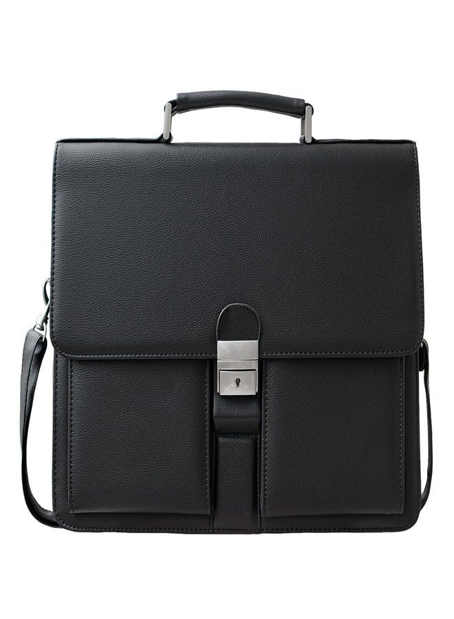 VOYLUX Mens Leather Briefcases Office Attorney Attache Case Ideal Gift Messenger Bag w/Padded Compartment for 14" Laptop, Black - Image 1