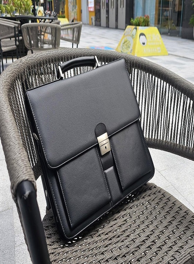 VOYLUX Mens Leather Briefcases Office Attorney Attache Case Ideal Gift Messenger Bag w/Padded Compartment for 14" Laptop, Black - Image 2