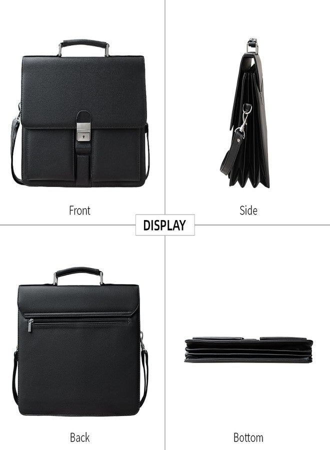 VOYLUX Mens Leather Briefcases Office Attorney Attache Case Ideal Gift Messenger Bag w/Padded Compartment for 14" Laptop, Black - Image 4