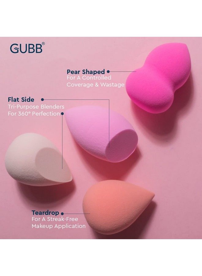 GUBB Beauty Blender For Face Makeup ; Foundation Blending Beauty Sponge Flawless For Liquid Cream Foundation & Powder ; Multicolor Makeup Sponge (Peach & Pink) Set Of 4 - Image 5