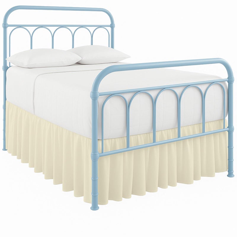 Ruffled Bed Skirt with Split CornersDust Ruffle  21 Drop 100 Microfiber SoftSheen  Luxurious Look  Bed Skirts Ivory Queen