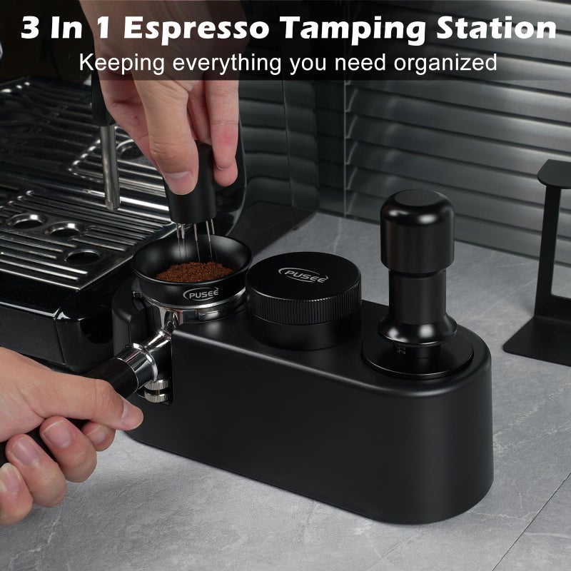 PUSEE Espresso Tamping Station, Espresso Organizer Station Fit for 51/54/58mm Espresso Accessories, Plastic Espresso Station Coffee Tamper Station, Multifunctional Coffee Tools Organzier (3 in 1) - Image 4