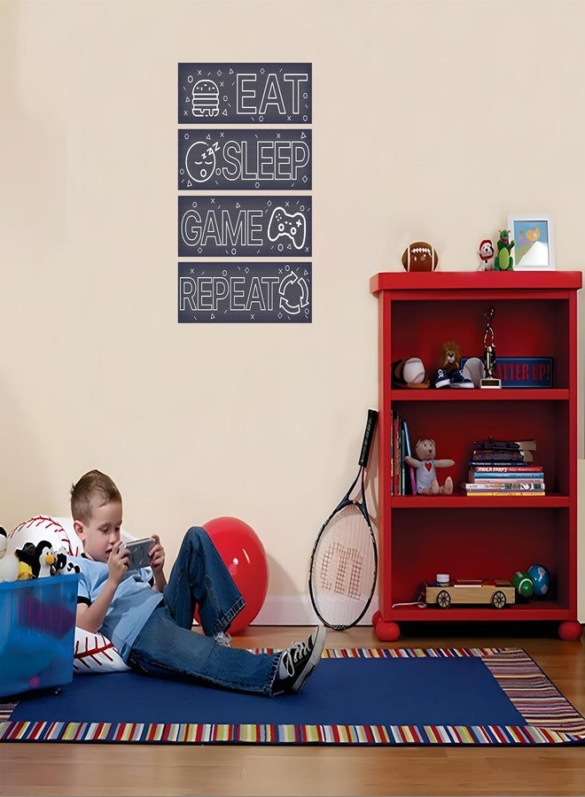 Robmoda 4 Pcs Glow in The Dark Neon Game Wall Stickers, Boys Gamer Room Wall Decals, EAT Sleep Game Repeat Gaming Wall Art Sticker, Kids Bedroom PlayRoom Nursery Party Decoration (Green) - Image 5