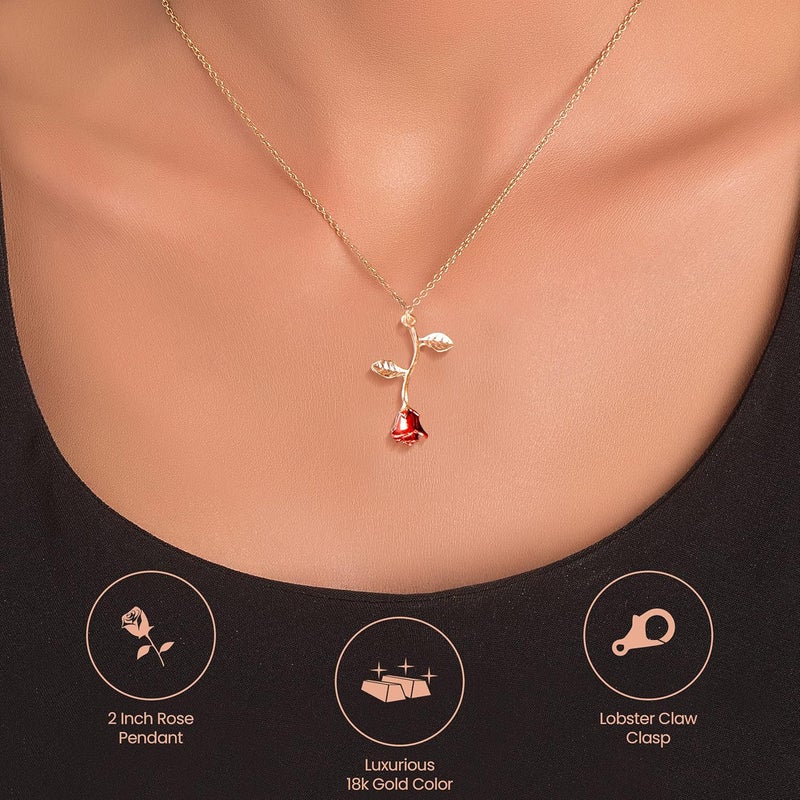 ARGT Necklaces for women, Gold Necklace For Women Rose Necklace With Pendant, Aesthetic Necklace, Preppy Jewelry, Trendy Jewelry, Cute Necklaces For Teens And All Women Necklace - Image 4