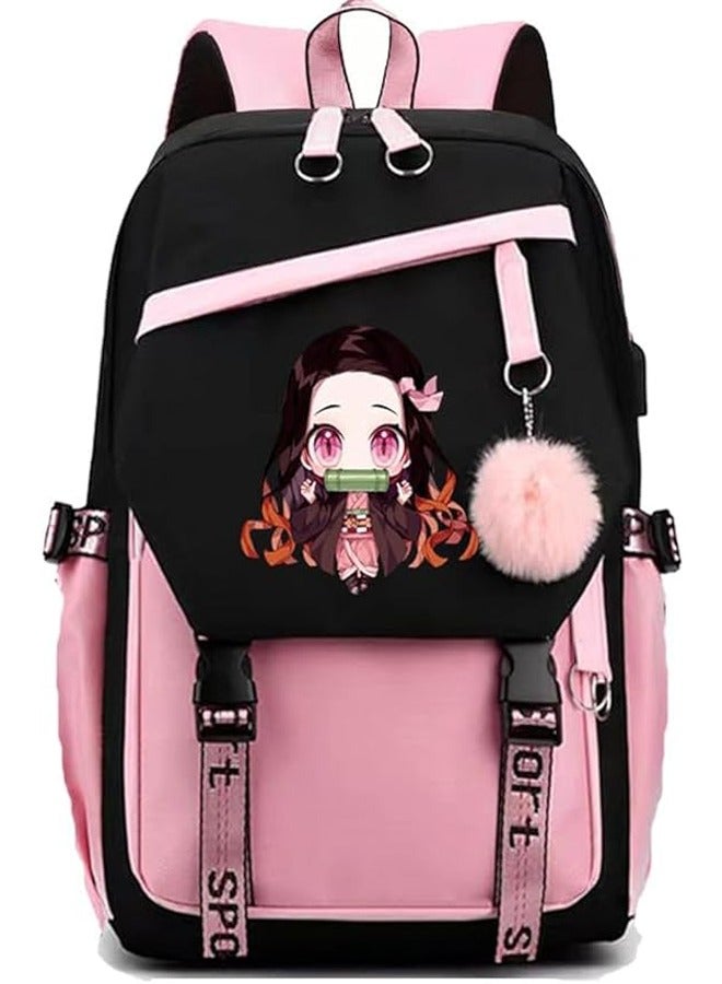 general Anime Backpack for Demon Slayer Nezuko School Bag Cartoon Large Capacity Backpack Rucksack Bookbag Suitable for Kids Girls Boys Students - Image 1
