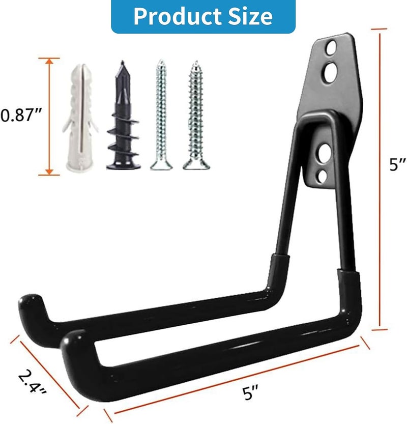 GeeWatom Garage Storage Utility Hooks，Garage Garden Tool Organizer，Steel Wall Mount Hooks, Large Garden U Hooks （2 Pack） - Image 2