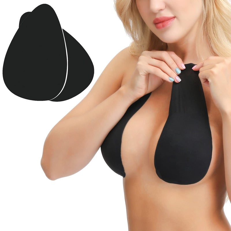MILUMILUU Breast Lift Tape for Large Breasts Push Up Sticky Adhesive Bra for A-E Cup Black DD+ - Image 1