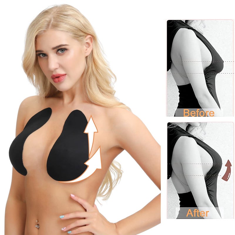MILUMILUU Breast Lift Tape for Large Breasts Push Up Sticky Adhesive Bra for A-E Cup Black DD+ - Image 3