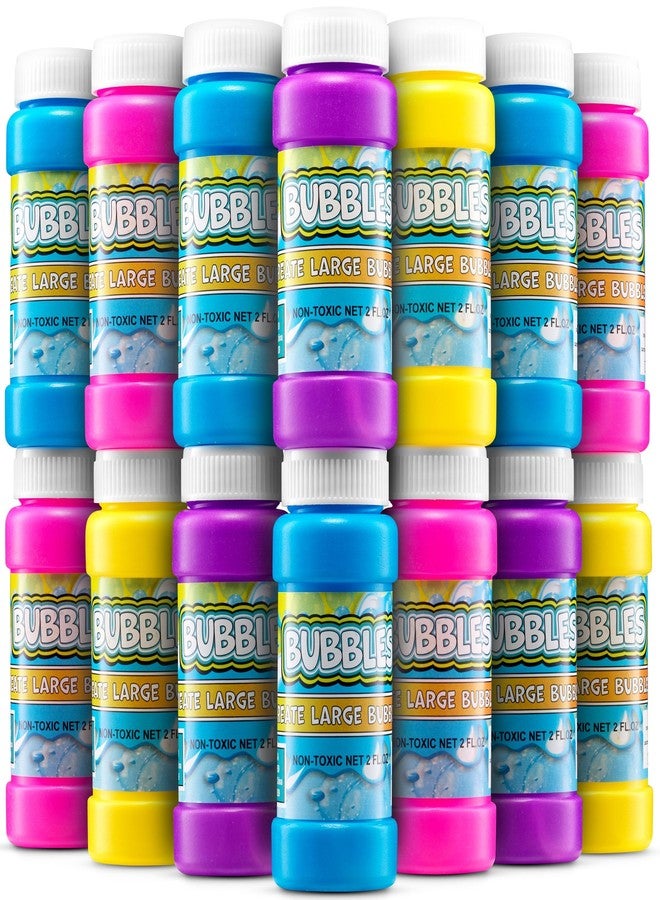 Bedwina Party Bubbles for Kids - (Bulk Pack of 24) 2-oz Bubbles Bulk Solution with Bubble Wands Assorted Neon Colors for Outdoor Toys Summer Games, Birthday Party Favors, & Goodie Bags Stuffers - Image 1
