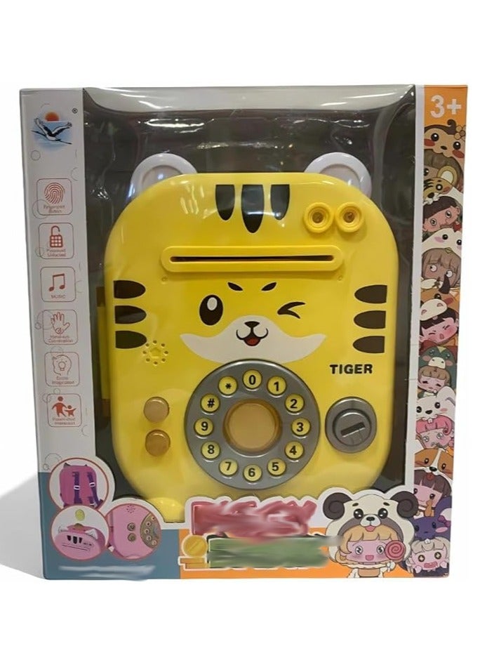 Generic Kids Electronic Money Bank – Tiger Design Bag & Coin Bank, Yellow, Suitable for Ages 3+