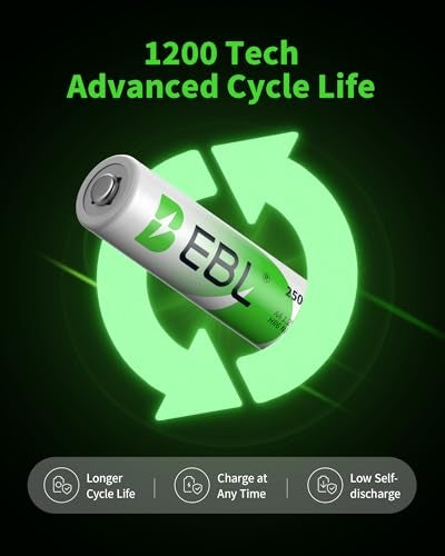 EBL 8 Pack AA Rechargeable Batteries 1.2V 2500mAh High Performance Pre-Charged AA Batteries - Image 4