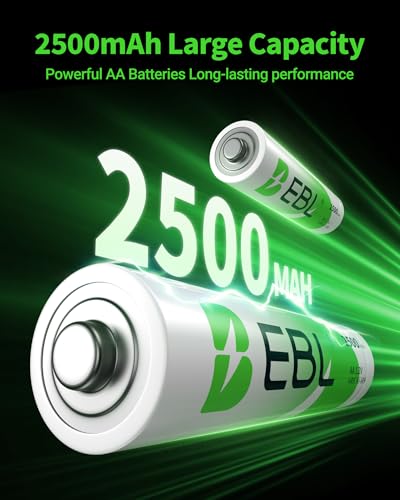 EBL 8 Pack AA Rechargeable Batteries 1.2V 2500mAh High Performance Pre-Charged AA Batteries - Image 5