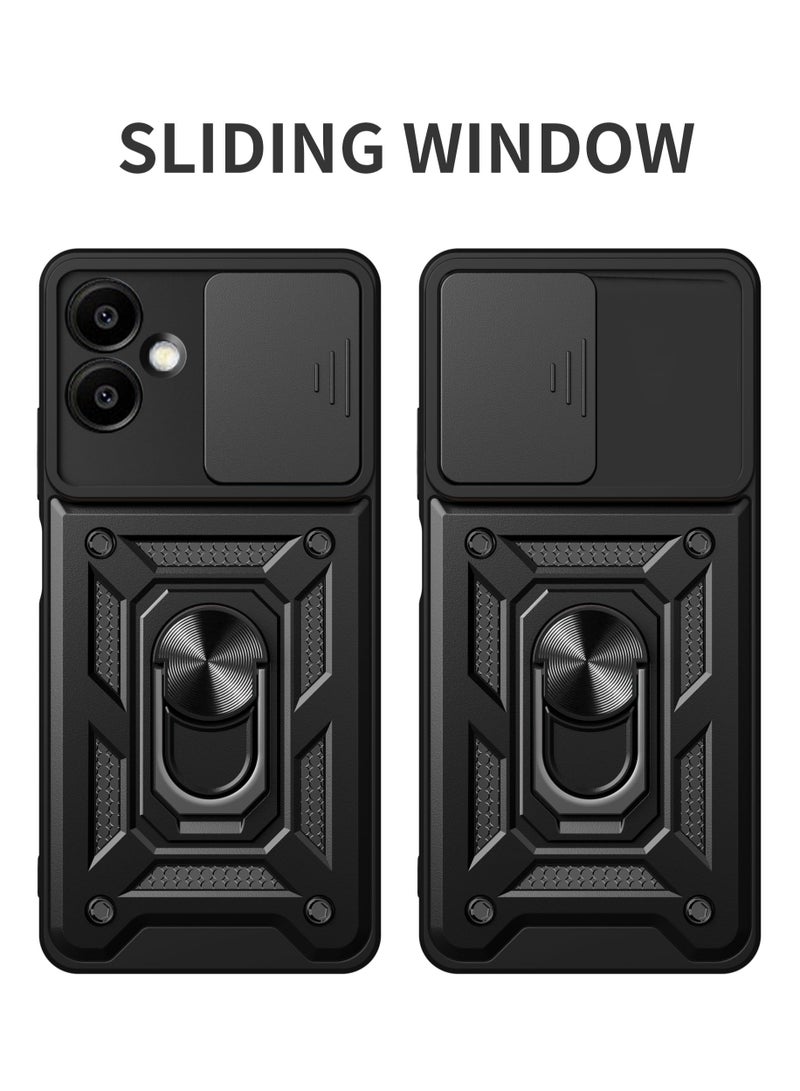 Motorola Edge 50 5G Case Cover, Slide Camera Lens Cover + 360°Rotating Kickstand Ring + Support Magnetic Car Mount Shockproof Mobile Phone Case For Motorola Edge 50 5G, Black - Image 5