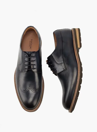 دوتشيني Men's Textured Lace-Up Derby Shoes