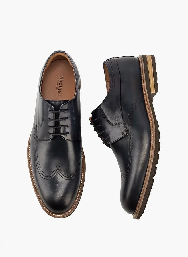DUCHINI Men'S Leather Solid Lace-Up Derby Shoes