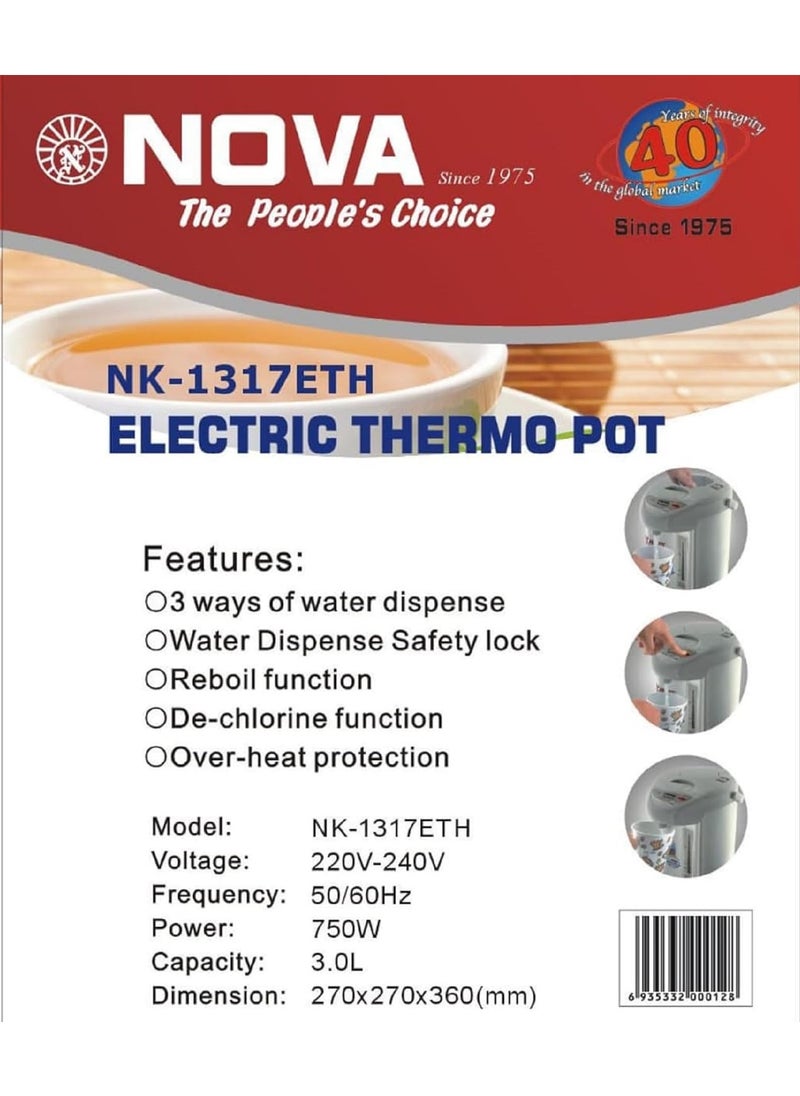 NOVA Hot Water Dispenser Thermo Pot With Re-Boil, Keep Warm Function. 750 Watts" 3.0Litres  - Image 3