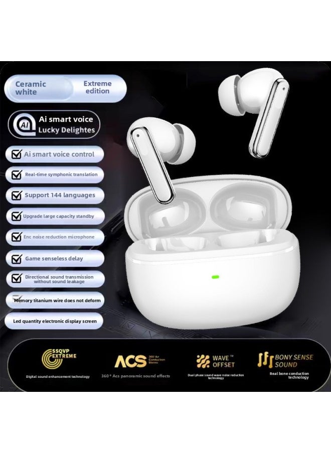 Generic - Strict Selection Of Smart Translation Headset 144 Multilingual Mobile Phone Assistant Active Noise Reduction Bluetooth Headset Simultaneous Interpretation-Color:Extreme Edition-ceramic White Ai Translation Headphones - Image 1
