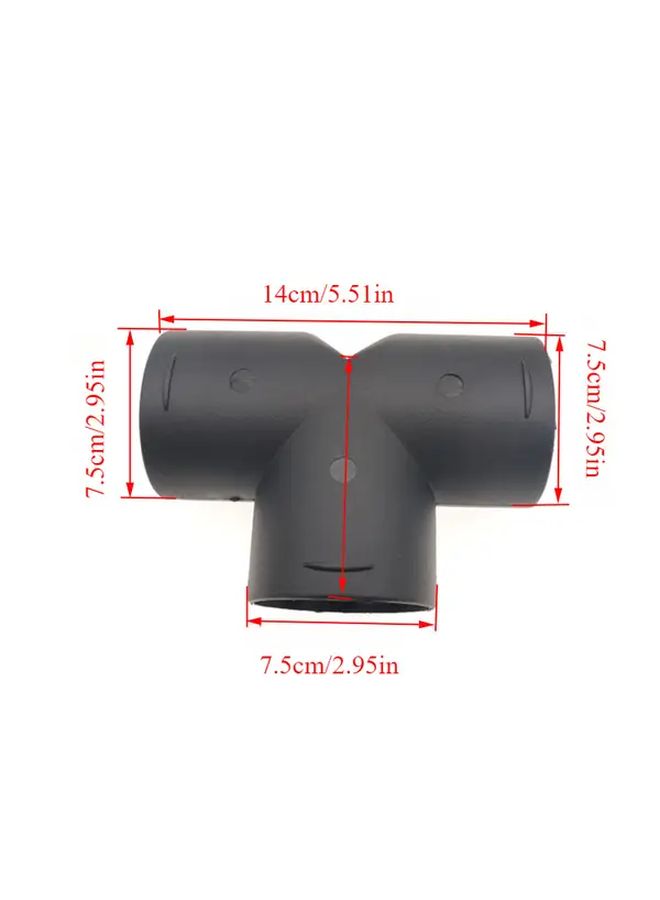 90mm Black Plastic T Pipe Connector For Car Air Heater Ventilation Duct Outlet - Image 3
