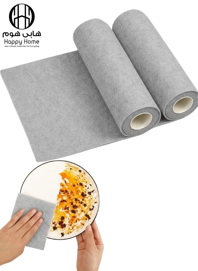 هابي هوم لفة مناديل تنظيف الأطباق من ألياف جوز الهند – 25 ورقة | عالية الامتصاص، قابلة لإعادة الاستخدام، غير لاصقة، سهلة التنظيف | 25×25 سم – رمادي - Image 1