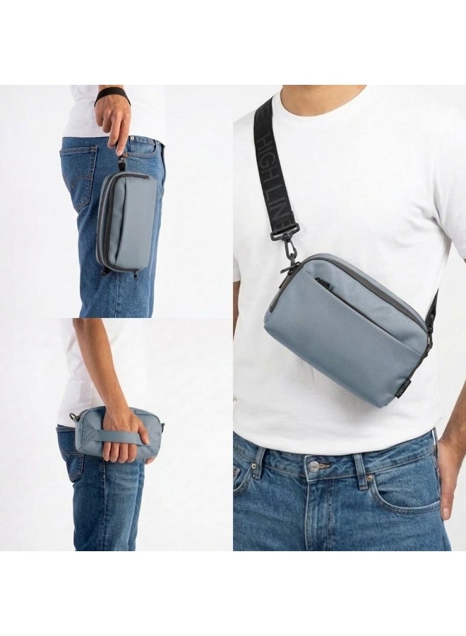 HIGH LINE STORE Flex Carry Handheld Organizer Bag – Lightweight Waterproof Fabric With Zipper Pockets For Phone, Wallet & Essentials – Unisex – Grey - Image 1