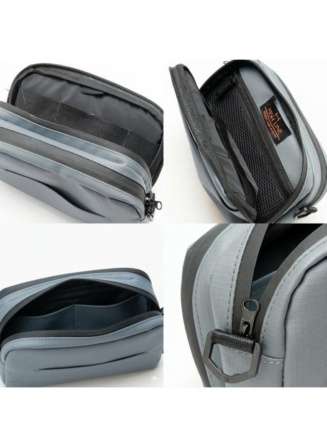 HIGH LINE STORE Flex Carry Handheld Organizer Bag – Lightweight Waterproof Fabric With Zipper Pockets For Phone, Wallet & Essentials – Unisex – Grey - Image 2