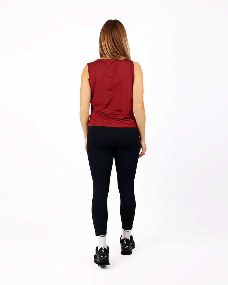 ATUM YOGA Twist Cropped Burgundy Tank Top - Image 4