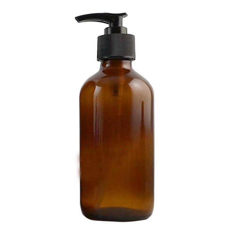 250ML 8oz Empty Refillable Amber Glass Bottle Bottle with Black Lotion Pump Lotion Dispenser Round Glass Bottles for Essential Oils Aromatherapy DIY Home Kitchen