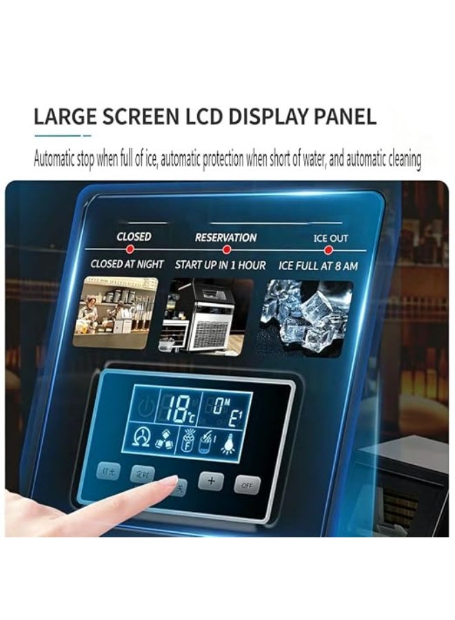Cool Baby Style Commercial Ice Maker Machine, 80kg Daily Output, Stainless Steel, LCD Display, Automatic Water Supply, 300W, 15kg Ice Storage Capacity - Image 3