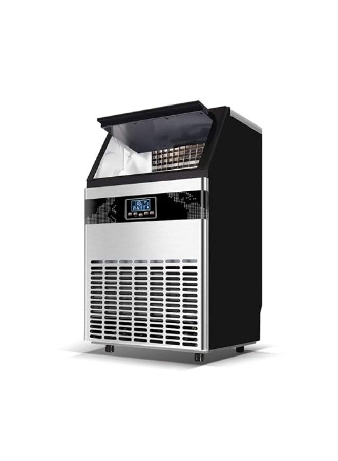 Cool Baby Style Commercial Ice Maker Machine, 80kg Daily Output, Stainless Steel, LCD Display, Automatic Water Supply, 300W, 15kg Ice Storage Capacity - Image 1