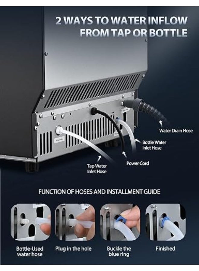 Cool Baby Style Commercial Ice Maker Machine, 80kg Daily Output, Stainless Steel, LCD Display, Automatic Water Supply, 300W, 15kg Ice Storage Capacity - Image 4