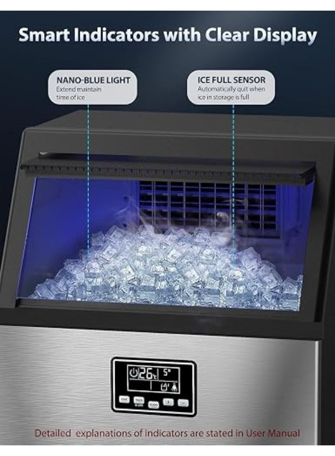 Cool Baby Style Commercial Ice Maker Machine, 80kg Daily Output, Stainless Steel, LCD Display, Automatic Water Supply, 300W, 15kg Ice Storage Capacity - Image 5
