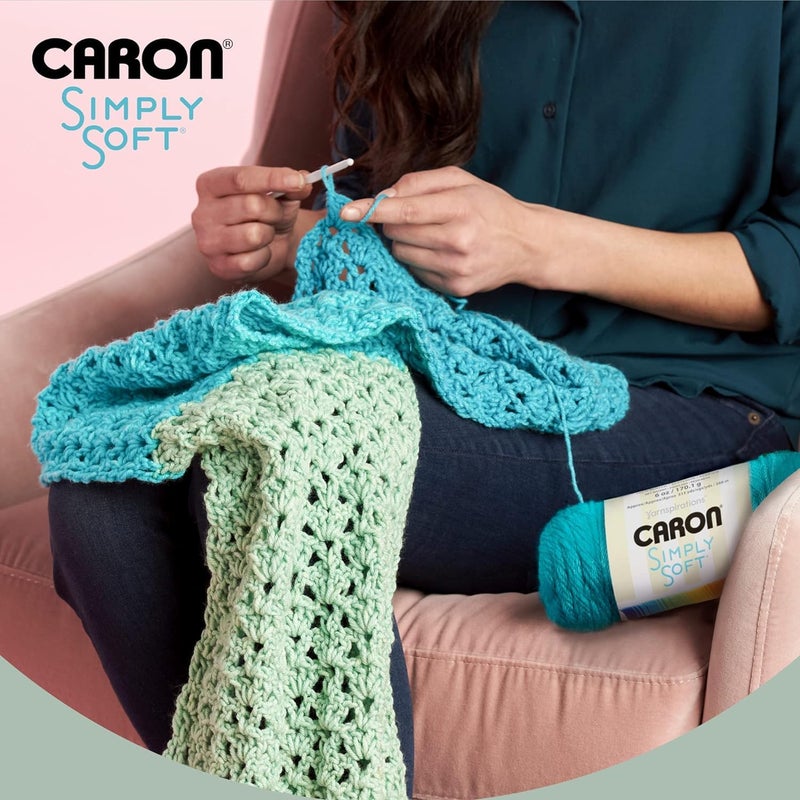 Caron Simply Soft Solids Yarn (4) Medium Gauge 100% Acrylic - 6 oz - Off White - Machine Wash & Dry - Image 2