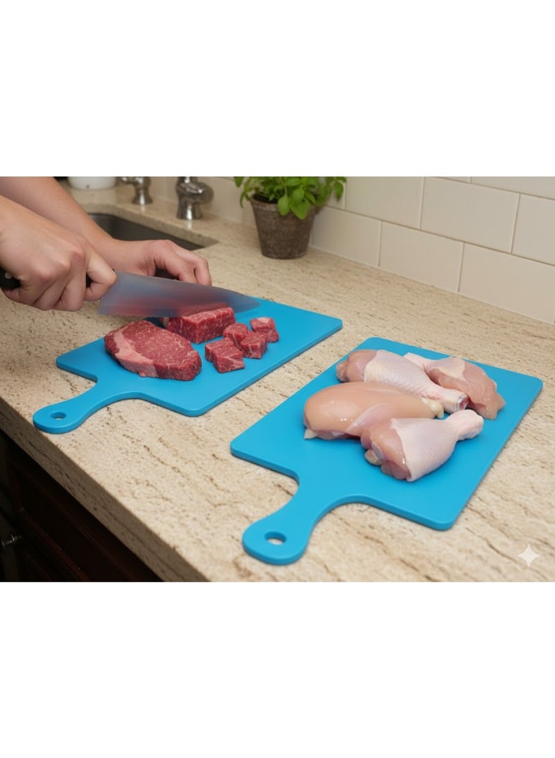 فافيلا طقم بلانشات تقطيع بلاستيك متين – قطعتين (صغير + كبير) – سطح قوي غير قابل للانزلاق ومقبض مريح للاستخدام اليومي متعدد الالوان - Image 4